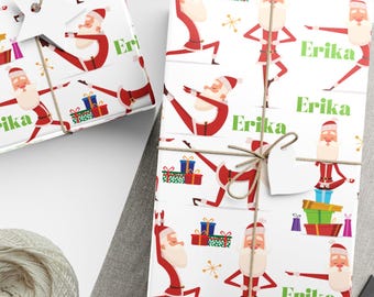 Yoga Wrapping Paper Personalized Yoga Santa Wrapping Paper for Christmas Custom Yoga Meditation Christmas Yoga Gift