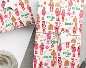 Custom Nutcracker Wrapping Paper Nutcracker Ballerina Pink Nutcracker Christmas Holiday Gift Wrap Custom Holiday Ballet Gift Wrap