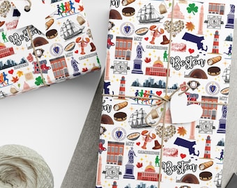 Boston Wrapping Paper Boston Gift Massachusetts Wrapping Paper Boston Gift for Boston Mass Vacation