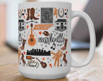 Tazza Nashville Tazza da caffè Nashville 15 oz Tazza da vacanza Nashville Tazza in ceramica Tennessee Regalo per gli amanti di Nashville