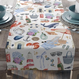 Nantucket Table Runner Coastal Wedding Decor New England Beach Party Decor Coastal Party Wedding Table Runner