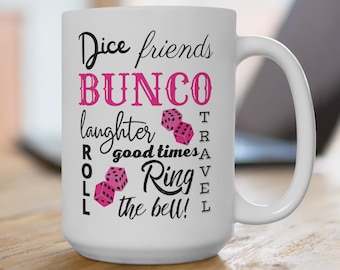 Bunco Gift Bunco Word Cloud Mug Bunco Coffee Mug 15 oz Dice Game Supplies Bunco Prize Bunco Game Night Gift Bunco Friends