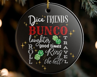 Bunco Christmas Tree Ornament Bunco Holiday Decoration Ceramic Ornament for Bunco Night Prizes