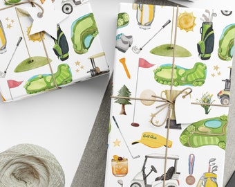 Golf Wrapping Paper Roll and Sheets | Golf Birthday Party Supplies and Decor | Golf Course Gift Wrap | Golfing Gifts