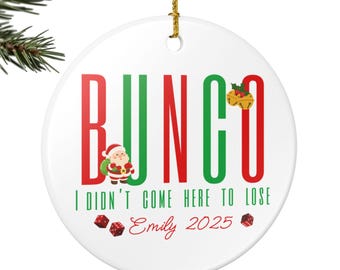 Anpassad Bunco julgransprydnad Bunco juldekoration keramisk prydnad för Bunco gruppgåva Bunco priser