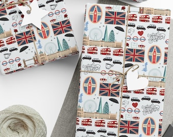 London Wrapping Paper British Gift Wrap England Gift Wrap Paper Gift Wrap for Anglophile London Travel Wrapping Paper