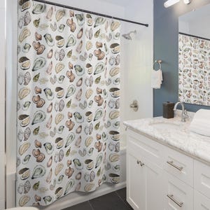 Oyster Shower Curtain Coastal Shower Curtain Oyster Shell Bath Decor Cape Cod Bathroom Decor New England Gift
