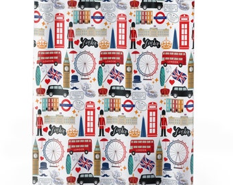 London Landmarks Shower Curtain | London Decor | British Bath Decor | London England Bathroom Decor | London Gift