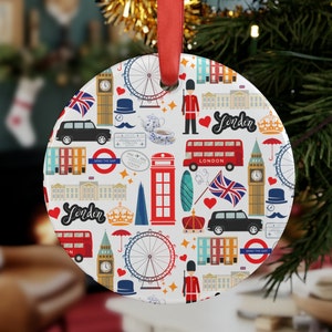 London Christmas Ornament | England Gift | London Acrylic Ornament Gift Tag | London Landmarks | British Gift