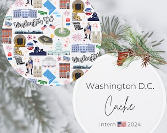 Addobbo natalizio personalizzato di Washington DC / Addobbo personalizzato di Washington / Etichetta regalo con addobbo in acrilico di Washington DC / Regalo DC