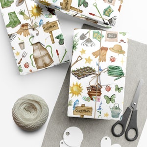 Rollo y hojas de papel para envolver regalos de jardinería / Suministros y decoración para fiestas de cumpleaños en el jardín / Regalos de jardinería / Amantes de las actividades al aire libre / Regalos para jardineros imagen 3