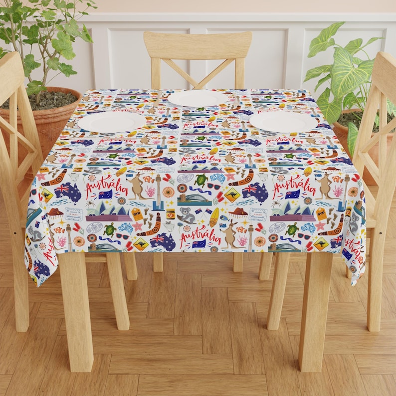 Australia Icons Tablecloth Australian Dining Table Linens Down Under ...