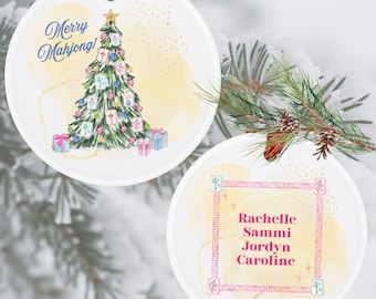 Mahjong Ornament Merry Mahjong Custom Christmas Ornament Personalized Mahj Girls Holiday Ornament Gift for Her