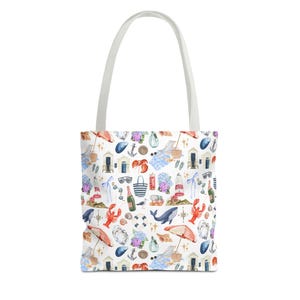 Bolsa de mano de Nueva Inglaterra / Bolsa de mano estética de pescador / Bolsa de mercado de agricultores / Nantucket Nueva Inglaterra Montauk Cape Cod Regalo para ella