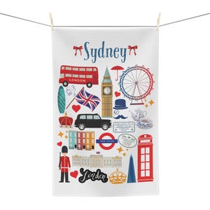 Custom British Tea Towel | London England Towel | London Gift | London Kitchen Towel | London Decor | British Housewarming Gift