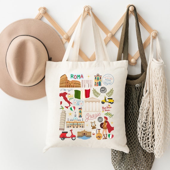 Rome Italy Tote Bag | Rome Landmarks Tote Bag | Italy Gift | Rome Italy Bachelorette Tote Bag | Rome Travel Bag | Rome Gift
