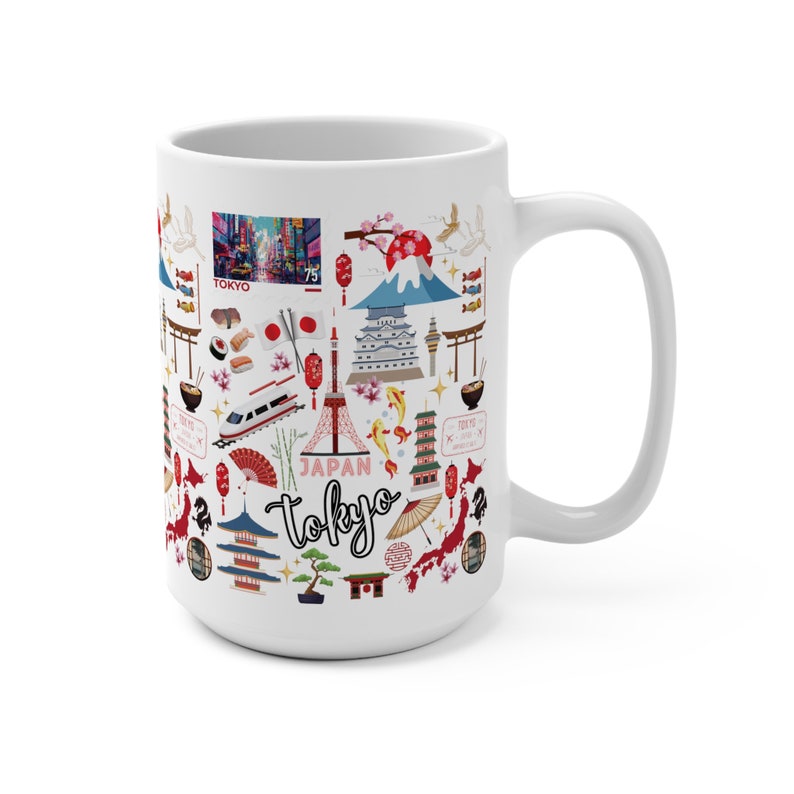 Tokyo Japan Mug | Tokyo Theme Coffee Mug 15 oz | Tokyo Travel Gifts | Japan Mug | Gift for Tokyo Lovers image 2