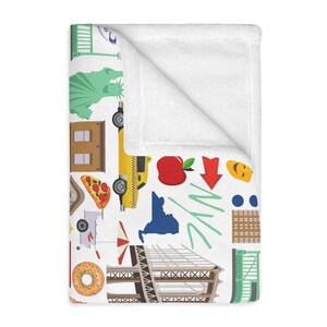 New York City Velveteen Minky deken | New Yorkse deken | New York-geschenk | NYC-deken | Deken van de Oriëntatiepunten van New York | NYC-geschenk afbeelding 4