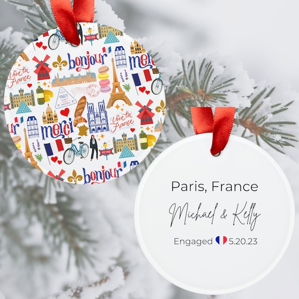 Custom Paris France Christmas Ornament | Paris Gift | Paris Acrylic Ornament Gift Tag | Paris Landmarks | Paris France Gift