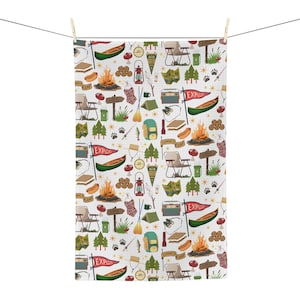 Camping Kitchen Towel | Camp Theme Hand Towel | RV Camper Kitchen Decor | Camper Kitchen Towel Decor | Outdoor Lover Gift
