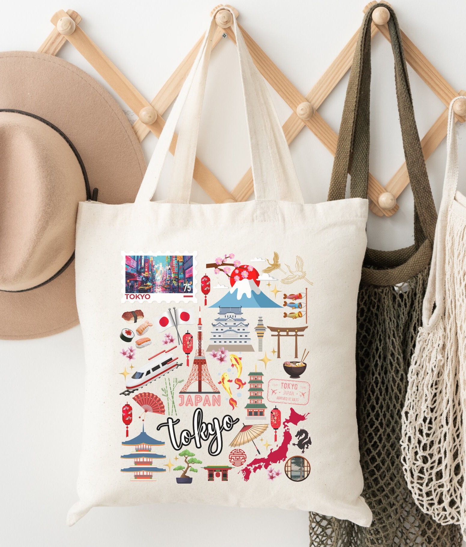 Tokyo Japan Collage Tote Bag | 100% Cotton Japan Travel Bag - Etsy