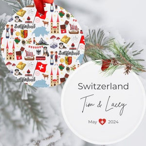 Custom Switzerland Christmas Ornament | Swiss Gift | Switzerland Acrylic Ornament Gift Tag | Switzerland Landmarks | Switzerland Gift