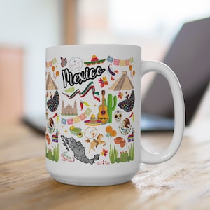Mexico Mug | Mexico Coffee Mug 15 oz | Mexico Mug | Mexico Landmarks | Mexico Vacation Gift