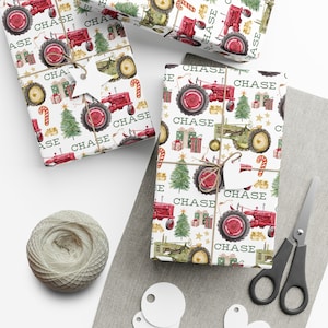 Rotolo di carta da regalo personalizzato per trattore Confezione regalo natalizia personalizzata per contadino Confezione regalo fattoria Carta da regalo personalizzata per nipote figlio