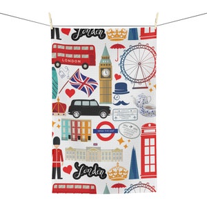 London Gift Soft Tea Towel | London Landmarks | British Towel | London Kitchen Towel | British Gift | English Gifts