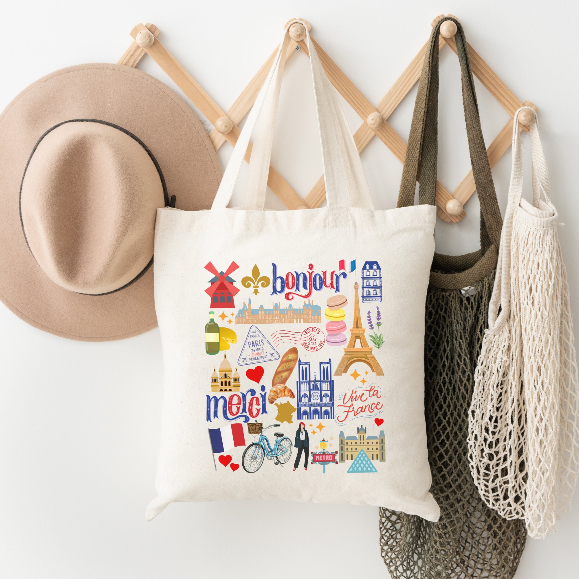 Paris Tote Bag France Collage Bag Cute Paris Sightseeing Souvenir Paris Landmarks Tote Bag Paris Gift French Themed Gift Bag Etsy UK