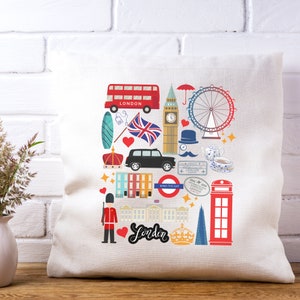 London Pillow | London Spun Polyester Square Pillow | London Decor | London Landmarks Throw Pillow | London Theme Pillow | London England