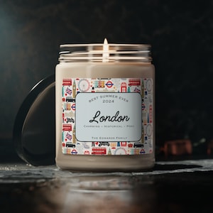 Custom London Candle | London Vacation Decor | Personalized London Gift | 9 oz Scented Soy Candle | Custom Candle | London England Gift