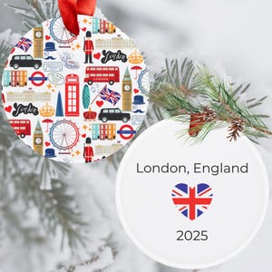 London Christmas Ornament | 2025 London England Christmas Ornament | London Gift Tag | London Christmas Ornament Acrylic