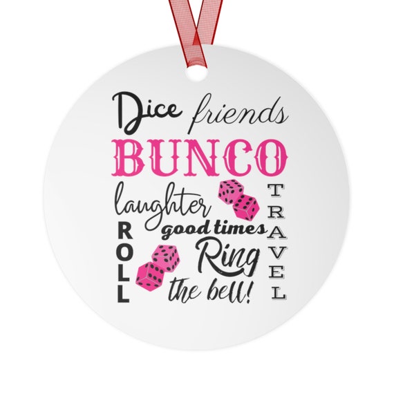 Bunco Christmas Gift Ornament | Bunco Word Cloud Gift | Bunco Christmas Tree Ornament | Bunco Group Christmas Gifts Metal Ornament