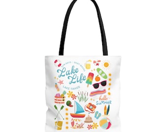 Aangepaste Lake tas | Meer draagtas | Aangepast meercadeau | Boerenmarkt draagtas | Gepersonaliseerde Lake Tote Bag | Lake House-cadeaus