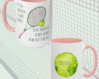 Tennis Mug Personalized Soft Serve Tennis Accent Coffee Mug for Her Tennis Coach Tennis Partner Mug