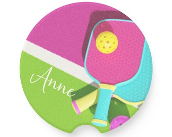 Custom Pickleball Car Coasters | Soapstone Car Coaster | Pickleball Gift | Pickleball Cup Coaster | Personalized Pickleball Gift