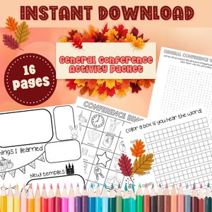 General Conference Activity Book | Primary Kids Activity Book | LDS General Conference Coloring Pages | Instant Download
