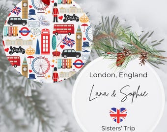 Custom London Christmas Ornament | England Gift | London Acrylic Ornament Gift Tag | London Landmarks | British Gift