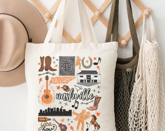 Nashville Tote Bag | Tennessee Tote Bag | Nashville Travel Gift | Farmers Market Tote Bag | Nashville Weekend Tote Bag | Nashville Bag
