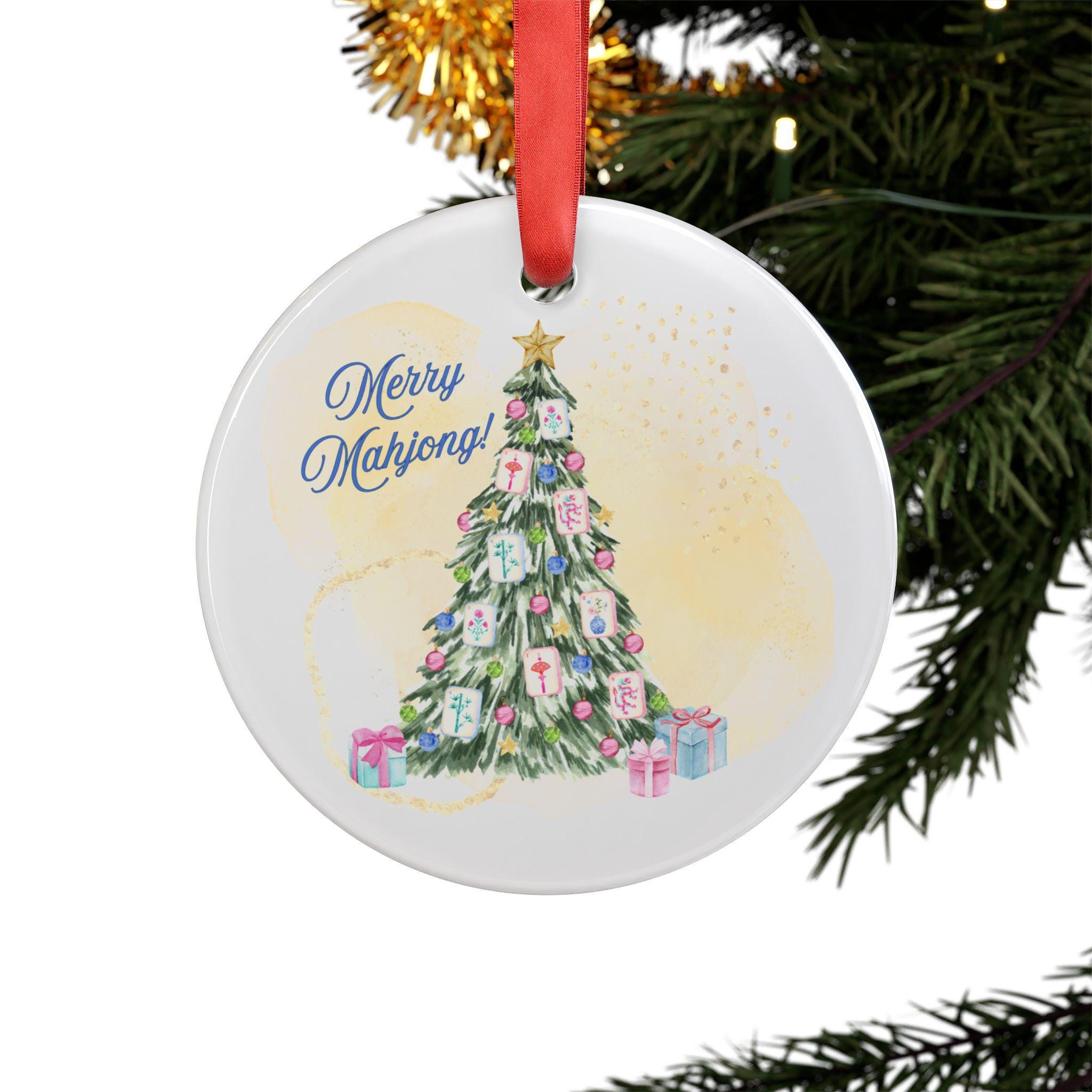 Mahjong Ornament Merry Mahjong Custom Christmas Ornament Personalized Mahj Girls Holiday Ornament Gift for Her