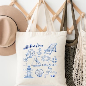 Custom Coastal Tote Bag Coquette New England Tote Bag Fisherman Aesthetic Coastal Beach Bag New England Gift for Her