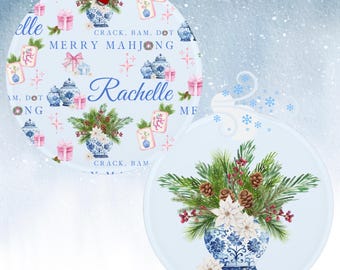 Mahjong Christmas Ornament Merry Mahjong Custom Ornament Personalized Mahj Holiday Ornament Gift for Her