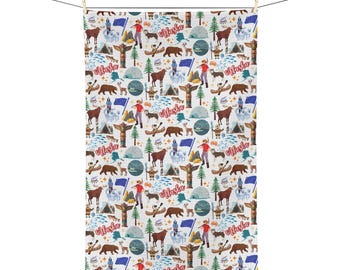 Alaska Tea Towel | Alaska Towel Gift | Alaska Kitchen Towel | Alaska Decor | Alaska Cruise Vacation Gift for Alaska Housewarming