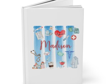 Aangepast notitieboek voor verpleegkundigen | Verzorgingsdagboek penseelstreek | Gepersonaliseerde verpleegkundigendagboek | Verpleegkundige afstudeerdagboek hardcover | Cadeau voor verpleegkundige