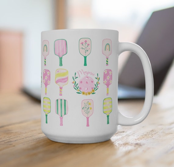 Custom Pickleball Mug | Pickleball Coffee Mug 15 oz | Personalized Mug | Pickleball Lover Mug | Pickleball Mug | Gift for Pickleball Player