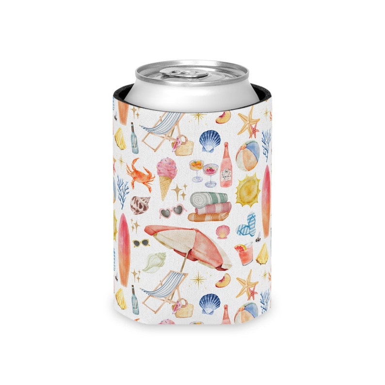 Summer Can Cooler Beach Can Cozy Bachelorette Party Gift Birthday Can Cooler Gift Bachelorette Party Gift Slim & Regular Cans image 1