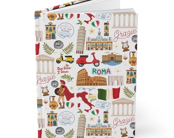 Carnet de notes Italie | Journal de Rome | Cadeau de Rome | Journal de voyage italien relié | Cadeau de journal de voyage Rome Italie | 150 pages lignées
