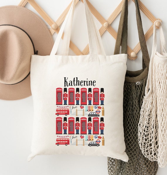 Custom London Tote Bag Personalized British Tote Bag London Gift Farmers Market Tote Bag London Vacation Tote Bag Etsy