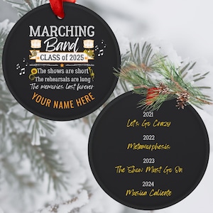 Custom Marching Band Acrylic Ornament with Ribbon | Marching Band Personalized Gift | Marching Band Senior Gift Band Gift Band Comp Shows